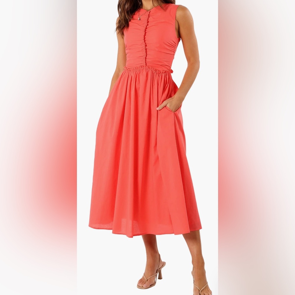 Petal & Pup Coral Midi Dress